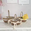 Cesta pequeña de mimbre para flores cesta de paja tejida a mano bolso interior flores secas flores frescas adornos regalos cesta de frutas accesorios para fotos
