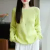 Capa base de punto de lana para mujer 2026 Nuevo estilo Ropa interior Tallas grandes Ropa para mujer Otoño Invierno Suéter Holgado Cuello redondo Top