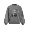 Sudadera con capucha de cuello redondo y estampado de letras estilo americano, lavada, para hombre, corte holgado, estilo primavera y otoño, teñido anudado, desgastada, tendencia callejera