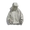 Jaqueta com Capuz de Gola Alta para Montanhismo ao Ar Livre Masculina Primavera e Outono Estilo Americano Marca Tendência Jaqueta Solta Casual Costurada