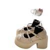 Zapatos de Piel Pequeños de Tacón Grueso y Suela Gruesa con Lazo para Mujer Primavera 2025 Nuevo Estilo Británico JK Franceses Combinan con Todo Zapatos Mary Jane