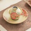 Soporte para ollas azul y blanco Flintstone rojo Accesorios para juego de té Kung Fu Bandeja de té de cerámica Camelia pintada a mano Exquisita bandeja para té de frutas