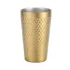 Aço Inoxidável 304 Textura Martelada Copo Reto para Suco e Cerveja Padrão de Diamante Dourado Copo para Enxaguante Bucal Copo de Chá para Restaurante