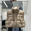 Colete puffer estilo estrangeiro com gola alta feminino, peça externa, colete quente, novo casaco de inverno 2024, casaco tipo pão de cintura alta
