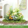 Arreglo de Flores Artificiales y Plantas Verdes HY-DS3 para Decoración de Fondo de Boda, Flor de Mesa, Decoración de Mesa de Comedor, Decoración de Flores Falsas de Lujo Ligero