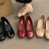 Zapatos de Ballet Rojos Estilo Francés con Tacón Oculto para Uso en Exteriores, Nuevos Zapatos Individuales Poco Profundos con Lazo para Mujer Primavera/Verano 2026
