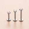 1.2x 6/8/10mm aço inoxidável rosca interna haste inferior plana 3mm redonda zircão lábio prego orelha osso unha punção joias