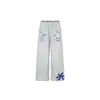 Pantalones deportivos ONLPP de estilo retro americano de moda con estampado de letras, corte holgado, pierna ancha, pantalones largos atléticos casuales para hombres y mujeres