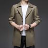 Abrigo Casual de Primavera y Otoño Nuevo Combinable para Hombres de Mediana Edad y Jóvenes de Largo Medio Suelto Guapo Moderno Abrigo con Cinturón para Hombre