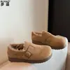 Sapatos Birkenstock Genuínos de Couro Ultra Macios com Sola Grossa Totalmente Fechados para Mulheres Botas de Neve Quentes de Algodão Engrossado com Pelúcia para o Inverno