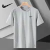 Transfronteiriço 2025 Nova Camiseta de Seda de Gelo Masculina Esportiva ao Ar Livre Manga Curta Secagem Rápida Estampada Casual Gola Redonda para Homem