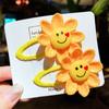 Bebê Não Machuca o Cabelo Pequeno Anel de Cabelo Rosto Sorridente Infantil Girassol Tendão de Borracha Fofo Princesa Flor de Girassol Corda de Cabelo Acessórios de Cabelo