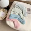 Calcetines de encaje con diseño de hongos para mujer, otoño e invierno, de caña media, color liso, espigas de trigo, combinan con todo, otoño e invierno, engrosados, cálidos, con rizo, calcetines para mujer, primavera y otoño