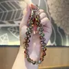 Cadena de Cristal con Cuentas Hecha a Mano para Teléfono Móvil de Celebridad de Internet para Mujeres, Llavero Exquisito y de Alta Gama Junta de Llavero Cadena Corta para Colgar el Teléfono Móvil en la Muñeca