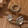 Anel masculino estilo retrô europeu e americano desgastado, conjunto de anéis de estrela de seis pontas moderno e único, anel aberto atacado