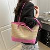 Bolsa de palha de grande capacidade feminina 2025, nova, moderna, elegante, versátil, simples, de nicho, retrô, bolsa tote feminina de alta qualidade