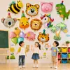 Globos de papel de aluminio de dibujos animados abeja tigre koala decoración de cumpleaños para niños arreglo globos flotantes de aluminio de animales