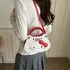 2026 Nova Bolsa Transversal de Ombro Versátil com Estampa de Bolinhas e Xadrez Estilo Menina Doce e Fofa com Tema de Gatinho