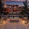 Sofá Silla Elevada de Aleación de Aluminio Plástico Madera para Ocio al Aire Libre Estilo Nórdico con Reposabrazos para Patio Jardín Silla Sofá de Diseñador