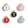 Acessórios para joias DIY pulseira de renda esmaltada dupla face brincos pequenos pingentes esmaltados 26 letras inglesas liga