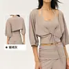 Conjunto de Ropa de Yoga Relajado y Elegante para Mujer, Conjunto Casual de Tres Piezas para Entrenamiento de Pilates, Running y Fitness