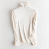 Suéter Térmico de Punto de Seda de Morera con Cuello Alto para Mujer, Camiseta Básica de Canalé con Forro Polar, Top Interior Adelgazante, Camiseta para Otoño e Invierno Nueva Colección