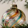 Bola de vidro iridescente vintage personalizada de fábrica para pendurar no Natal, bola de vidro de Natal, enfeite de árvore de Natal, bola espiral de vidro