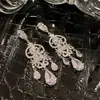 Brincos Koreanos da Moda com Zircônia em Formato de Coração, Gota d'Água e Franjas, Brincos Transfronteiriços Europeus e Americanos, Brincos de Luxo Leve, de Nicho de Alta Qualidade para Mulheres