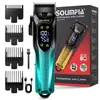 Nuevo Cortapelos Eléctrico para Hombre Portátil para el Hogar Recargable y de Enchufe Doble Uso Pantalla Digital LCD Recortador de Cabello