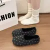Mules Persona Perezosa Punta Redonda 2026 Lunares Nuevo Retro Zapatos de Algodón Mujer Estilo Coreano Punta Cerrada Slip-on Suela Gruesa Personalidad