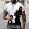 Fábrica de comercio exterior nuevo transfronterizo Halloween 3D digital talla grande tendencia de impresión de camisetas hombre manga corta hombre