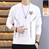 Sudadera Pesada de 380 g para Hombre con Cuello Redondo, Nuevo Producto de Invierno, Corte Holgado, Forrada de Borrego, Manga Larga, Jersey Versátil Básico