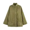Atacado Transfronteiriço Outono 2025 Nova Moda Europeia e Americana Casual Parka com Bolso Grande Versátil Solta Jaqueta Feminina