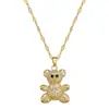 [Acero de titanio] Collar de diamantes elegante y lujoso con forma de oso de estrella de cinco puntas, cadena de clavícula para mujer, cadena de acero de titanio.