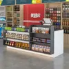 Balcão de caixa de supermercado, balcão de atendimento de loja de conveniência, balcão de bar com armazenamento multicamadas, balcão pequeno para papelarias, balcão de recepção de canto