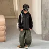 Pantalones de forro polar para niño, pantalones de invierno para niño de pierna ancha, pantalones casuales versátiles y elegantes para niños medianos y grandes, pantalones cargo para niño, modernos