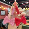 Chaveiro de Liga Metálica com Laço de Strass de Alta Qualidade, Totalmente Cravejado, Acessório de Bolsa Fofo e Divertido para Meninas