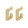 Pendientes de alta gama transfronterizos, estilo europeo y americano, temperamento de moda, pendientes cuadrados de diamantes llenos, pendientes de personalidad para damas que combinan con todo.