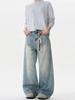 American Vintage cleanfit lavado jeans velho masculino e feminino solto emagrecimento casual perna larga reta calças da moda