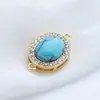 Conectores Turquesa Estilo Retro de Gama Alta Chapados en Oro Real de Cobre Transfronterizos Colgantes para Pendientes Gancho para Oreja Accesorios Chapados en Oro