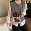 Bolsa Saco de Lona Casual Retrô para Mulheres, Nova Tendência e Fashion, Versátil para o Dia a Dia, Bolsa de Mão e Bolsa Transversal