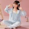 Conjunto de Pijama para Meninas 2025 Novo Primavera e Outono Manga Longa Renda Princesa Roupas de Casa Fatos para Crianças e Meninas Tamanho Médio e Grande