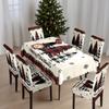 Nueva Funda de Silla Navideña Elástica Todo Incluido Estampada Mantel Impermeable Mantel Fiesta Familiar Decoración Festiva