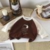 Camiseta de manga larga con base de vellón y hombros descubiertos para niño, talla completa, ropa de otoño para bebé, ropa infantil, top para la inauguración de la escuela
