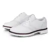 Sapatos de golfe brancos de luxo para homens com cadarços fixos esculpidos, sapatos masculinos para competição esportiva profissional, tamanhos grandes 45, 46, 47