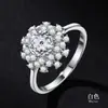 Anel Transfronteiriço Novo Modelo em Prata de Lei S925 com Pedra Preciosa Flor Desabrochando Lapidação Rosa, Anel de Moissanita de 1 Quilate, Anel de Casamento para Mulheres