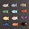 Pedra Semipreciosa Popular de Ágata de Cristal Transfronteiriça Pingente de Peixe Pequeno de 20mm Pingente de Colar DIY Chaveiro de Animal de Bolsa