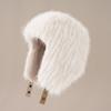 Gorro Lei Feng de piel sintética para mujer, felpa completa gruesa con orejeras, visón sintético, invierno, ciclismo, resistente al viento, cálido, sombrero de moda