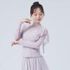 Traje de Danza Clásica con Estilo de Hada, Cuello Medio Alto, Mangas Mariposa, Tejido de Malla, Top Elegante para Práctica de Danza China para Adulto