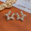 Pendientes de botón de estrella de diamante brillante Aguja de plata de ley S925 Lujo ligero Moda Alto sentido de gama Temperamento Zirconia Microincrustada Pendientes de aguja de plata